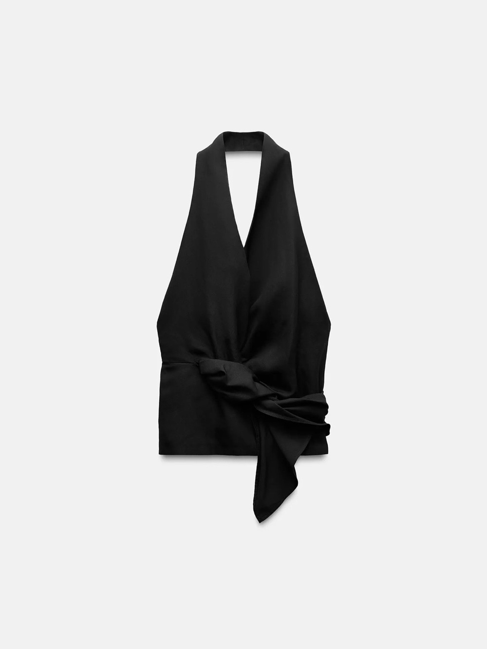Black Halter Knot Front Top